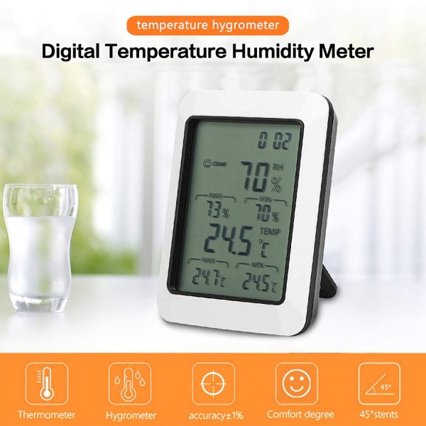 LCD elektronisk trådlös digital temperaturfuktighetsmätare