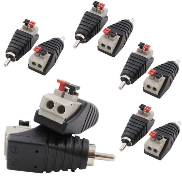8 stk RCA til høyttalerkabeladapter, RCA-plugg til AV
