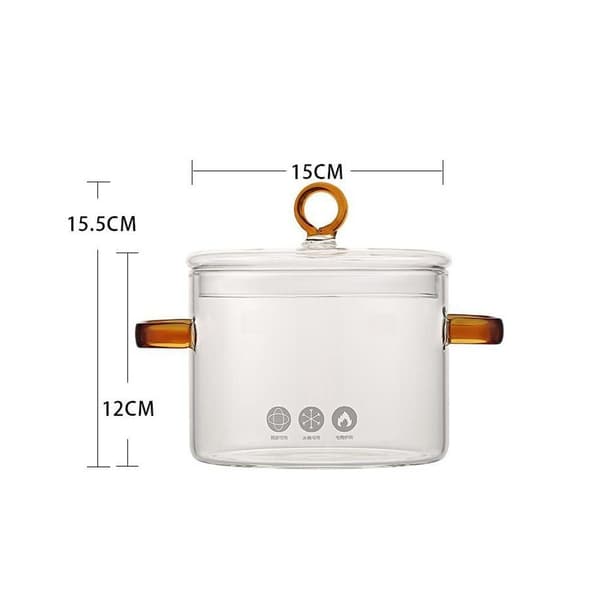 Glasgryde med låg og dobbelthåndtag, 1,5L