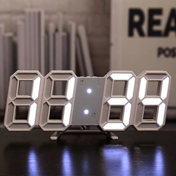 LED Digital Väggklocka 3D Liten Väckarklocka Heminredning Tyst Dimbar Tidsminne 12/24 Datum Temperaturvisning Fjärrkontroll Nattlampa Kontor