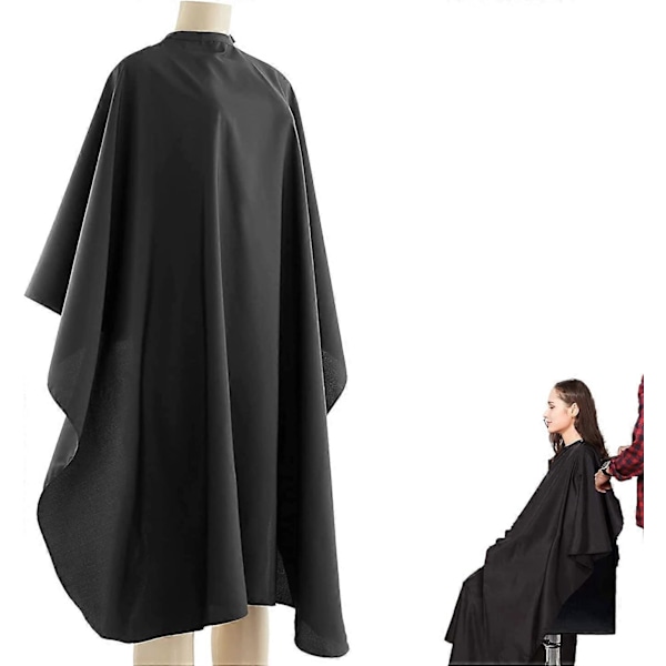 150x120cm Hiustenleikkuuviitta, Unisex Salonki Vedenpitävä Nylon Hiustenleikkuuviitta Kampaamoon tai Kotiin Musta