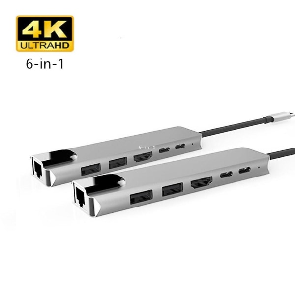 6 portar USB c hubb till hdmi adapter USB 3.0 87w Pd laddare