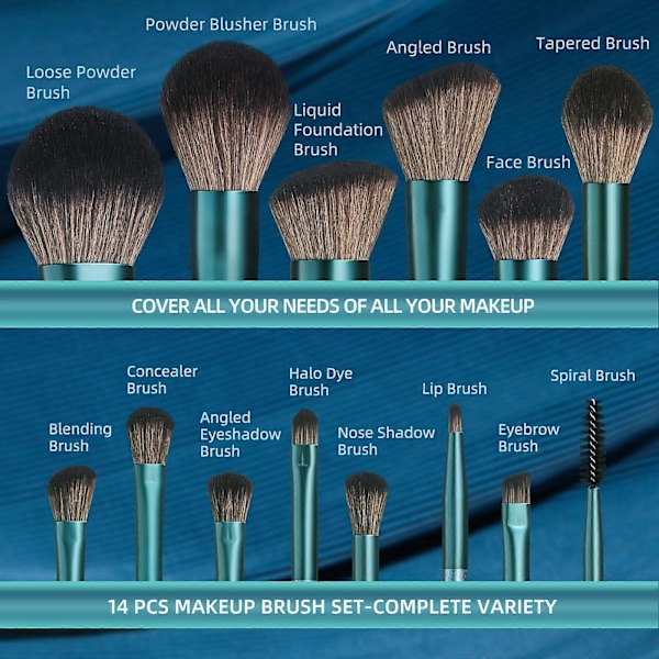 14 Star Blue Makeup Børstesæt makeup børster