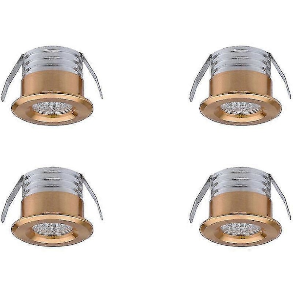 Sett med 4 mini innfelte LED-spotlights, 3 W, varmhvit gull