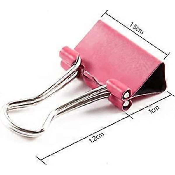 Binder Clips 60 stk. Farvede Metal Bulldog Clips Foldback Clips 15mm Små Svalehale Clips Fil Penge Papir Kontorartikler Klemmer til Kontor Skole Hjem Ki