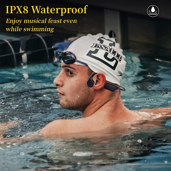 Benledningshörlurar - IPX8 Vattentäta Simhörlurar med Inbyggd MP3-spelare 32G Minne, Bluetooth 5.3 O
