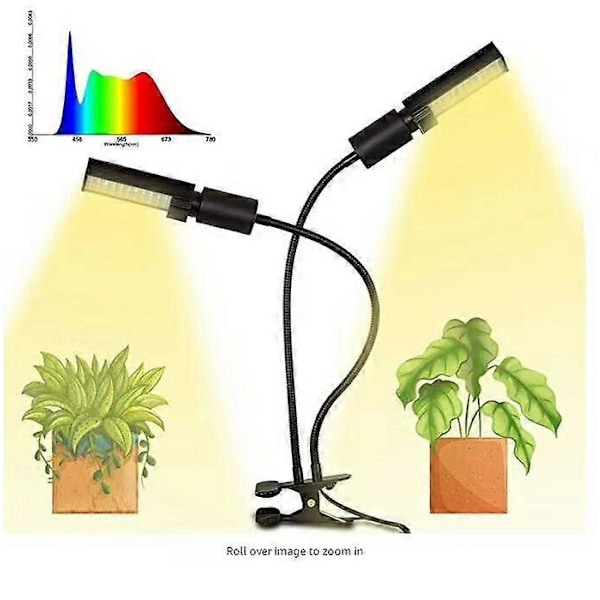 Plantelampe, Plantelys LED Plantelys Perfekt til Indendørsplanter 2 Hoveder