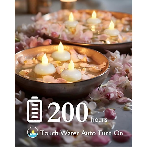 24-pack Vattentäta Flamfria Flytande Värmeljus, Varmvita LED-värmeljus - för Bröllop, Fester, Bordsdekorationer, Pool & SPA...