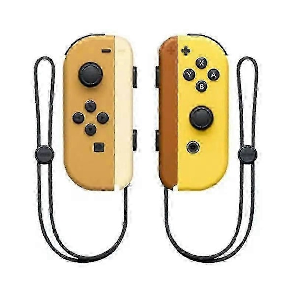 (Brunaktigt gul) Joycon Trådlös Handkontroll För Nintendo Switch, Stödjer Väckningsfunktion, Vänster Höger Fjärrkontroller Med Handledsrem Brownish yellow