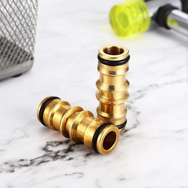 Pakke messing haveslangefittings til haveslangehane (dobbelt messingkobling)
