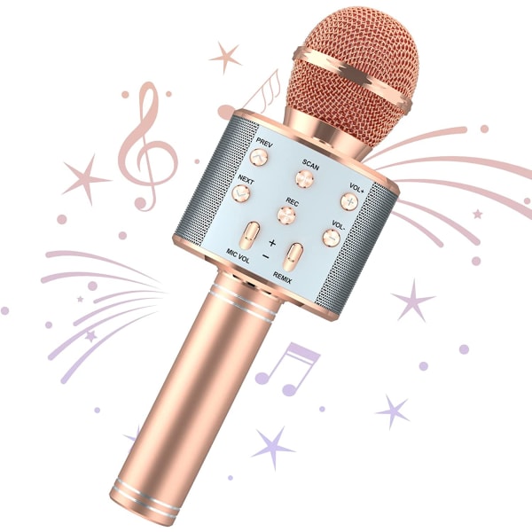 Trådlös mikrofon Karaoke Bluetooth mikrofon (rosaguld)