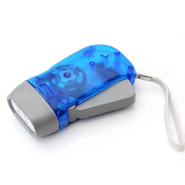 Håndsving 3 LED Dynamo Lommelygte til Rejser, Nødsituationer, Camping, Klatring, Vandring (Blå)