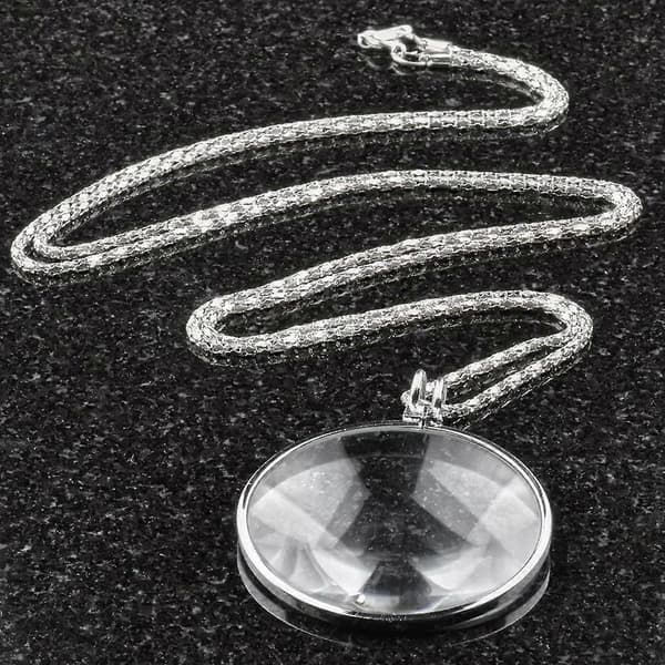 5X Förstoringsglas Hänge 1.6 Glaslins Dia. och 35 Legeringshalsband (Silver)
