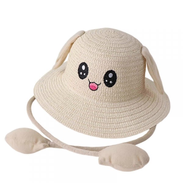 Stråhatt med kaninöron, tecknad, söt, bekväm, solskydd, söt barnstrandhatt, sommarhatt för cosplayfest