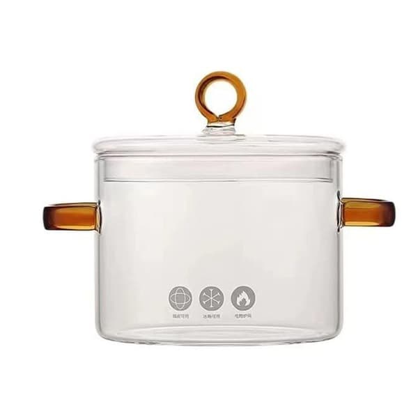 Glasgryde med låg og dobbelthåndtag, 1,5L