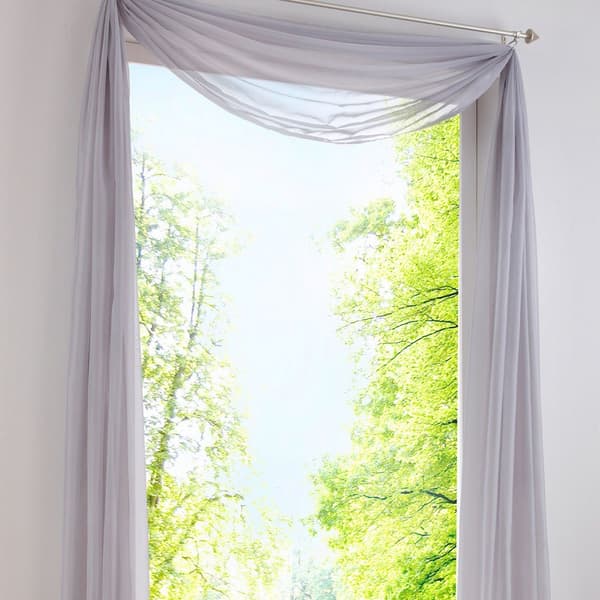 Ensfarvede voilegardiner, lys grå, 140 cm x 300 cm