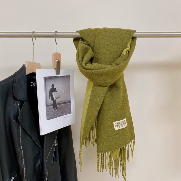 Cashmere Scarf - Varm mjuk dubbelsidig halsduk Present för kvinnor Matcha Green