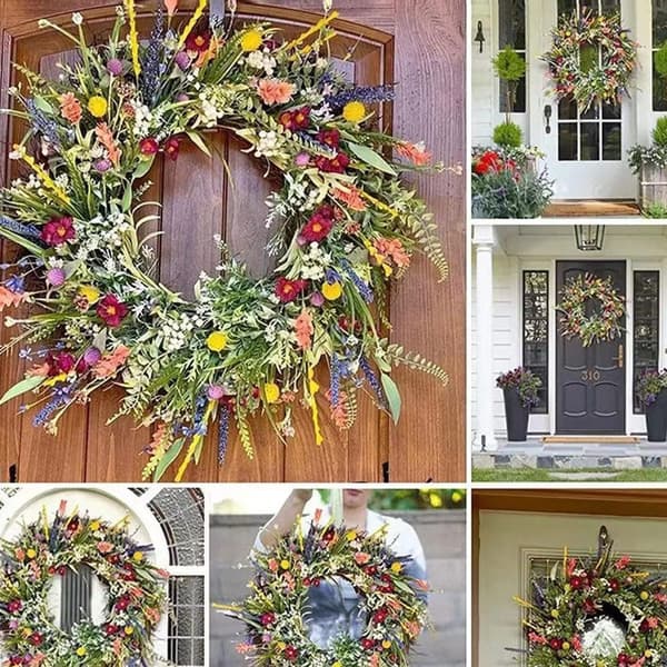 Vårkrans, kunstig villblomstgirlander, dekorativ 40 cm
