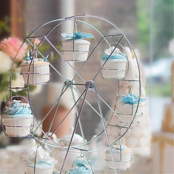 Ferris Wheel Cupcake Stand Sølvfarvet til Karneval og Cirkus Temafest