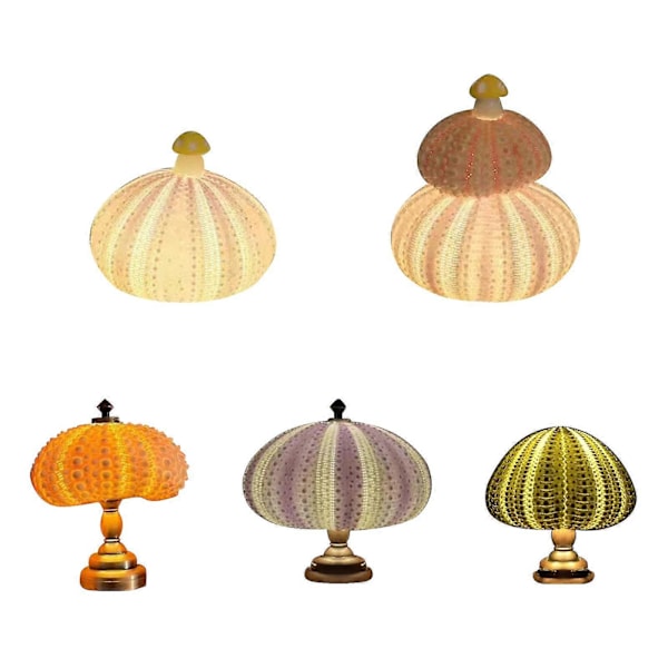 Mini Søpindsvinskal Lampe Dekorativ Lampe Simuleret Søpindsvinskal og Simuleret Sukkulent Plante Soveværelsesdekorationer