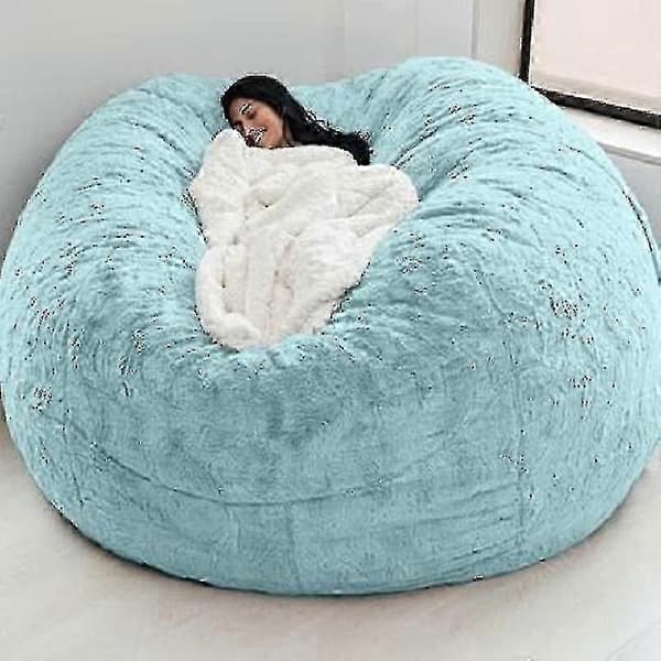(180x90cm-Vit) Lazy Soffa Sittsäck Konstgjord Päls Sittsäck (endast sittsäckar)