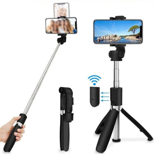 Bluetooth Selfie Stick Stativ Udtrækkelig Stang Smartphoneholder