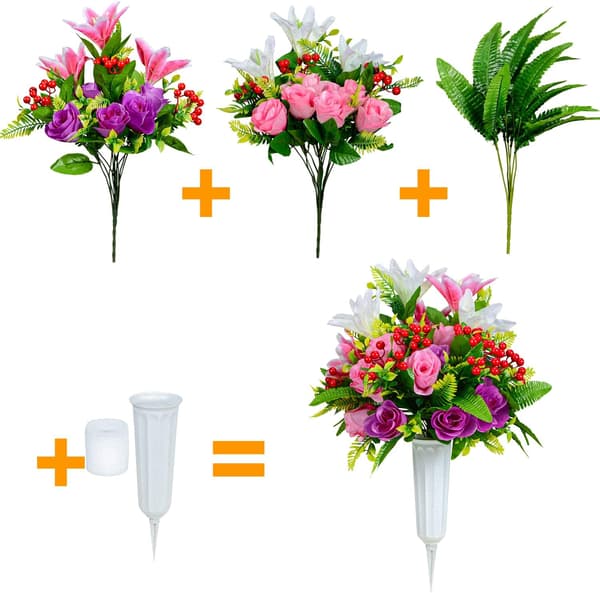 Kunstige blomster, kunstige gravmindebuketter til kirkegårde