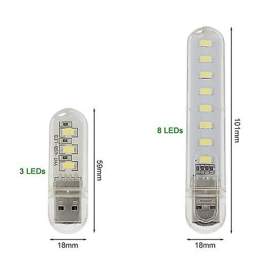 Mini Bærbar USB DC 5V 3 8LED Skap Nattlys Skrivebordslampe Leselampe