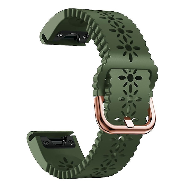 För Garmin Fenix 7s/6s Pro/5s Plus/instinct 2s Utskuren Blommönster Silikon Klockarmband Justerbart Snabbfäste