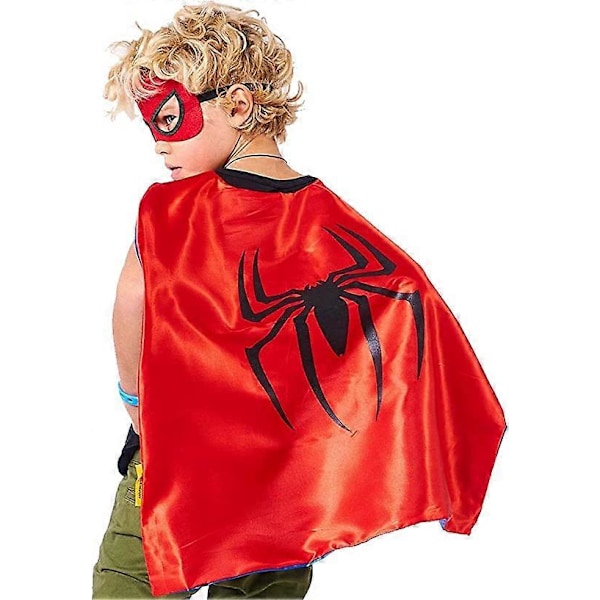 Superheltkapper og masker for barn, dobbeltsidig kappe, beste superheltleker og barnegaver, dobbeltsidig trykk, 4 sett kappe + snørestropp