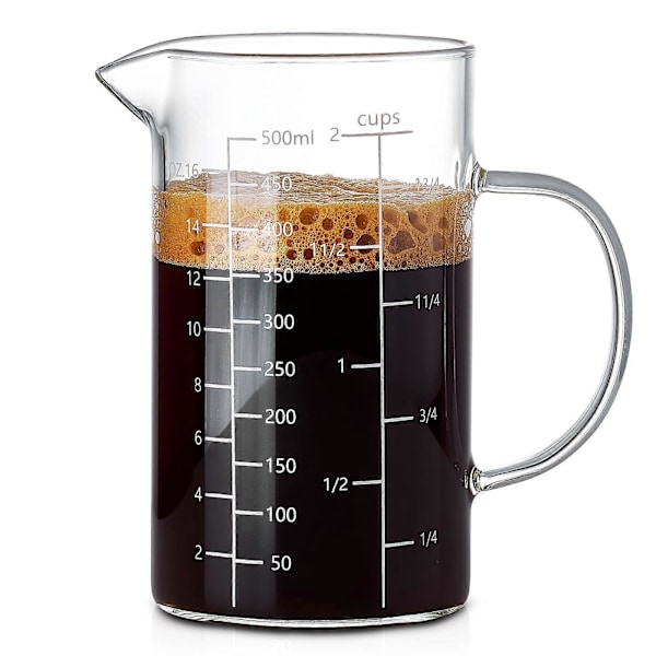 500ML Mätglas i Glas med Handtag, Högt Borosilikatglas