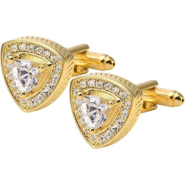 Klar Trekant Zirkon Sten Guld Krystal Elegante Manchetknapper til Bryllupsfest Forretningsbegivenheder