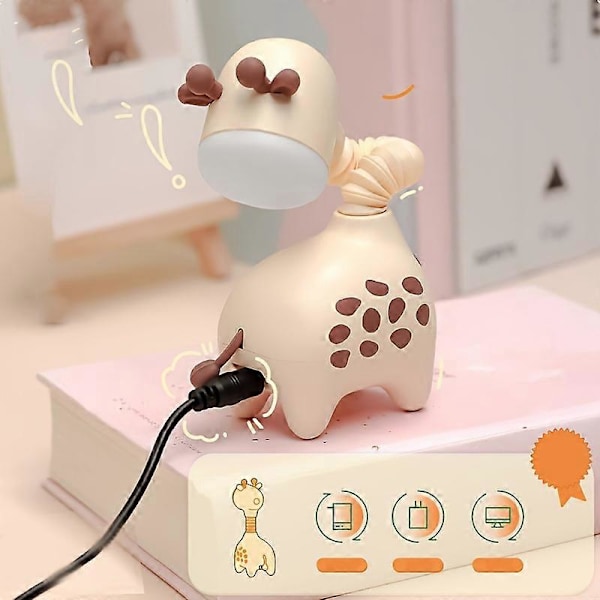 Yndig giraf natlampe - animeret dekompressionslegetøj, skrivebordsornament bordlampe, øjenbeskyttelsesfunktion, perfekt til studenterkollegium