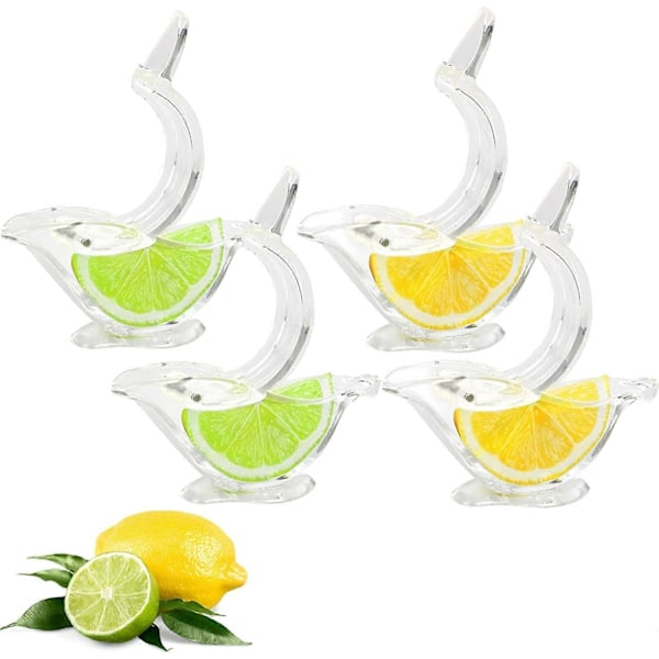 4 stk. Manuel Citronpresser, Akryl Manuel Citronskivepresser, Bærbar Transparent Frugtpresser, Elegant Fugleform, Håndpresser til Appelsin Citron Li