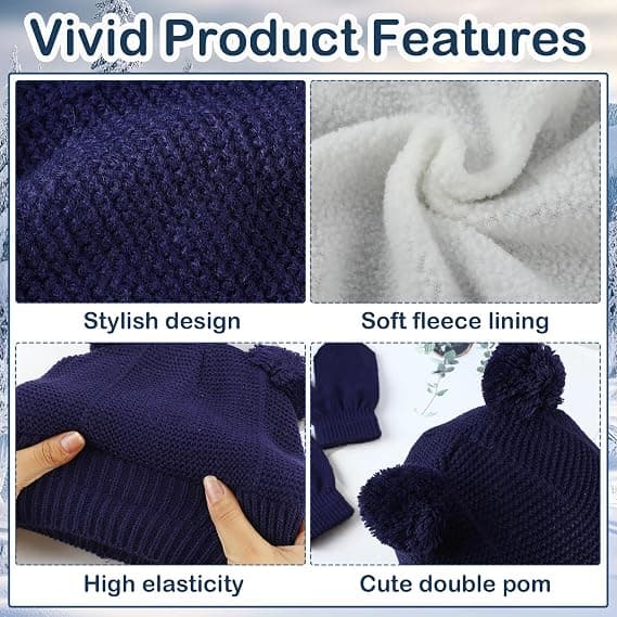 Unisex Vinter Baby Småbarn Hatt Vante Set Varm Fleece Stickad Mössa Nyfödd Mössa Vante, 1-4 År A