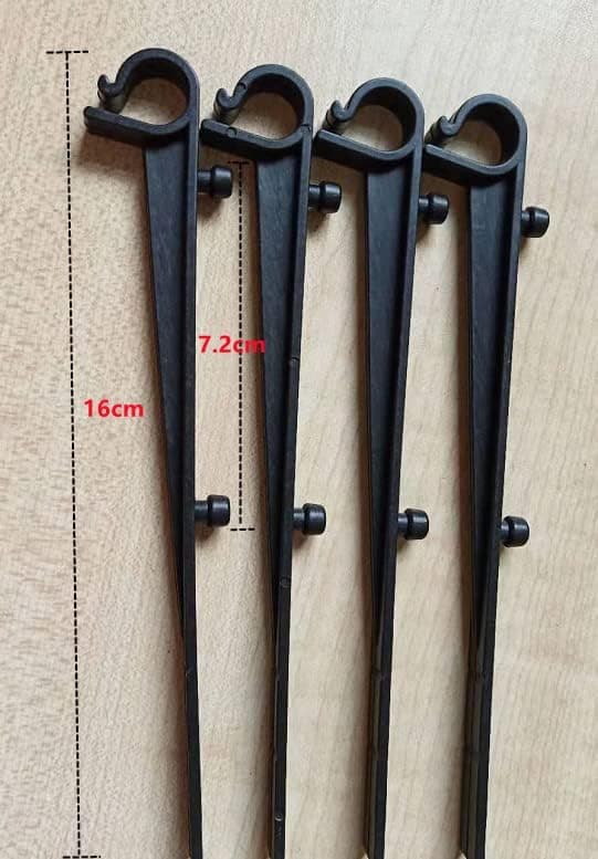Förpackning med 20 PP rännskyddsfästkrokar - Längd 16 cm, centrumavstånd 7,2 cm, svart