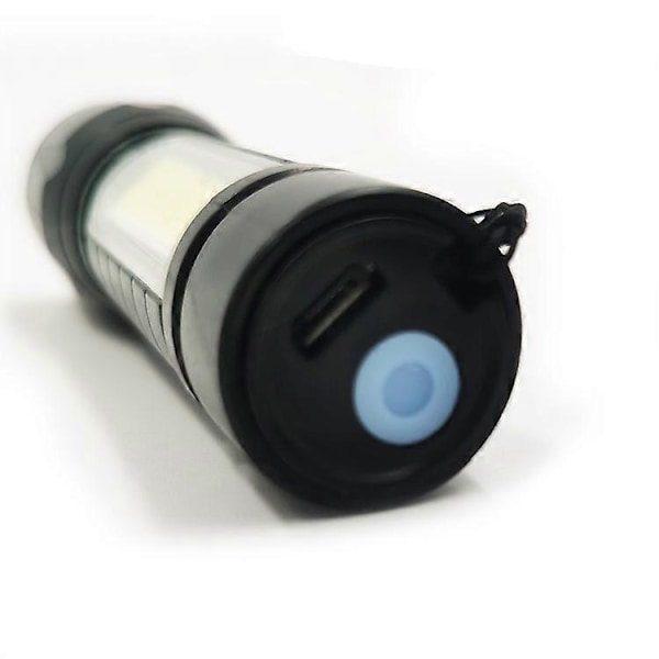 2 stk. Zoombar USB Genopladelig Taktisk Lommelygte, Super Lys LED Lommelygte med Indbygget Batteri og Oplader, Zoombar, Vandtæt, Bærbar Lygte