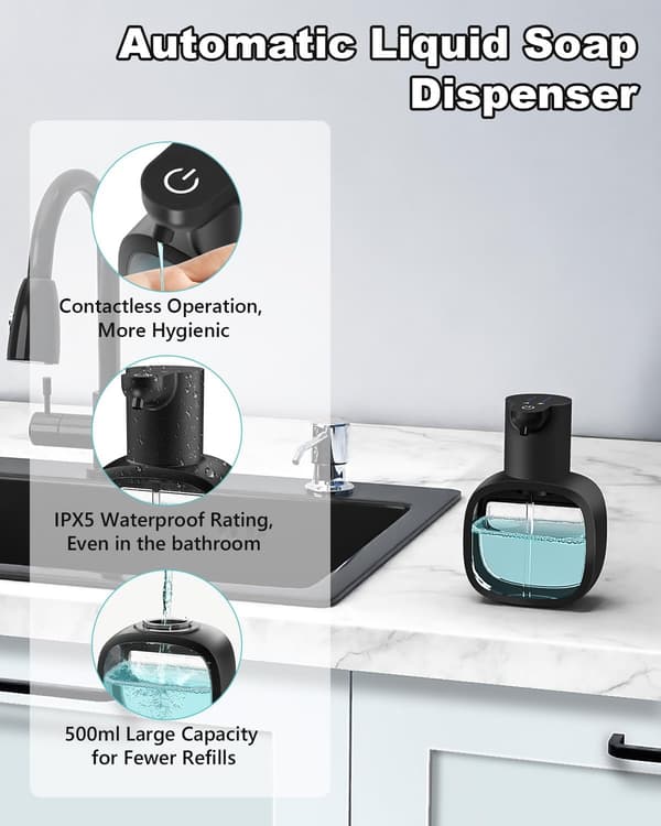 Automatisk såpedispenser, USB C veggmontert såpedispenser, 500 ml