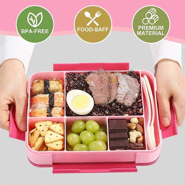Inngly Lunchlåda för Barn med Fack - 1300ml BPA-fri Bento Låda Lunchlåda Barn Lunchlåda Läcksäker med 5 Fack Snack Box br
