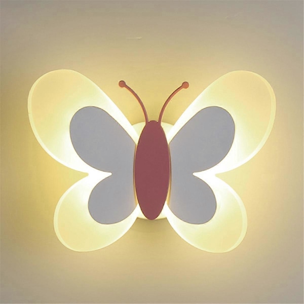 LED Sommerfugl Vegglampe 14W 85-265v Barneromslampe Moderne Sommerfugl Vegglamper, Hvit & Rosa