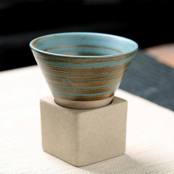Keramiska kaffemuggar med bas Grov keramik Espresso-kopp Vattenkopp Japansk Latte Pull Flower Porslinskopp för kök 10