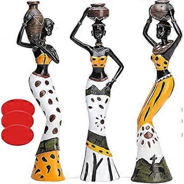 Set med 3 afrikanska skulpturer med tejp, kvinnofigurin staty heminredning prydnader heminredning prydnader fr s