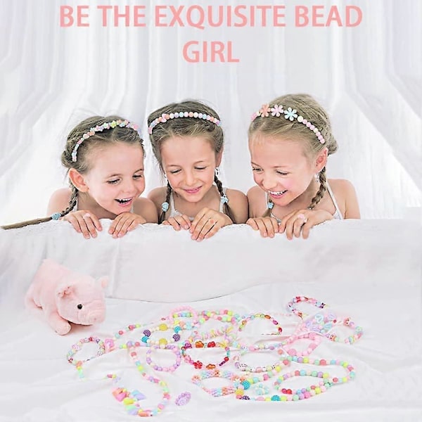 1Kids DIY Perlesæt DIY Armbåndsperler Sæt Børnesmykker Fremstilling DIY Armbånd Halskæder Børn til Fremstilling af Armbånd Halskæder Håndværk