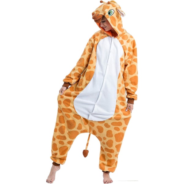Vuxen pyjamas för kvinnor Plysch Onesie Giraffe Animal C