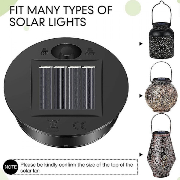 6 st Solar Lights Ersättningstopp 7 Lumen Solar Lantern Delar LED Solar Panel Lantern Lock Lights