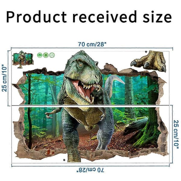 Dinosaurie Skog Väggdekaler 3D Trasig Vägg Dekaler Sovrum DIY Konst Dekor
