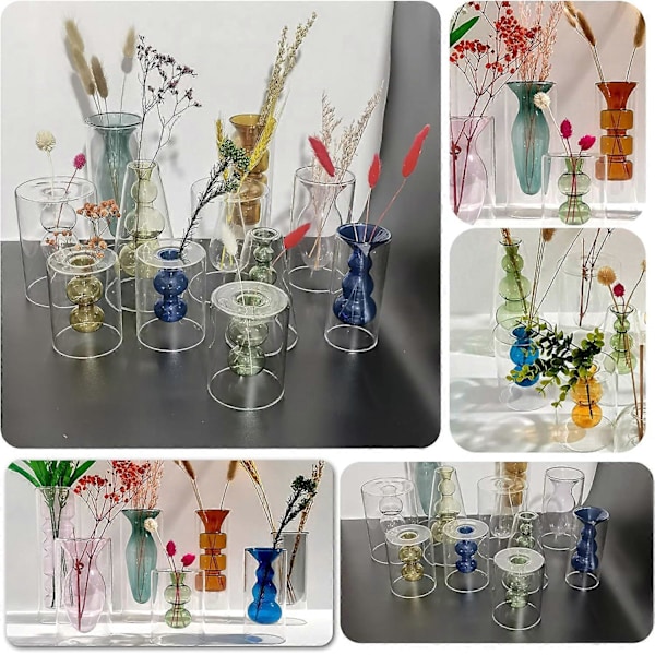 Dobbeltvægget Glas Boblevase - Hydroponisk Blomsterdisplay til Hjemmet/Events