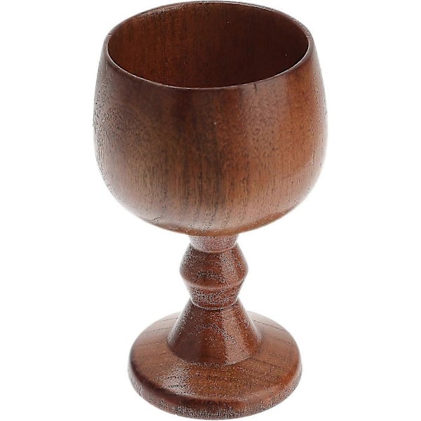 1 st Trägoblet Vinglas Drickskopp, Vintage Trä Öl Kaffekopp, 6,5 X 13 Cm