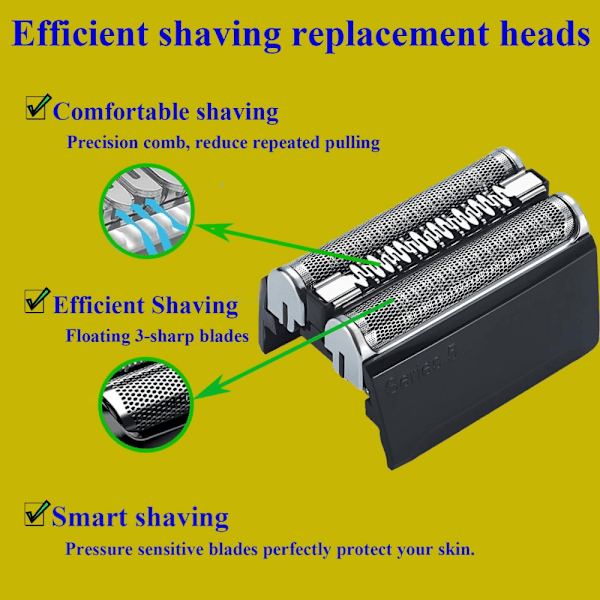 52S Erstatningshode for Braun Series 5 Elektrisk Barbermaskin