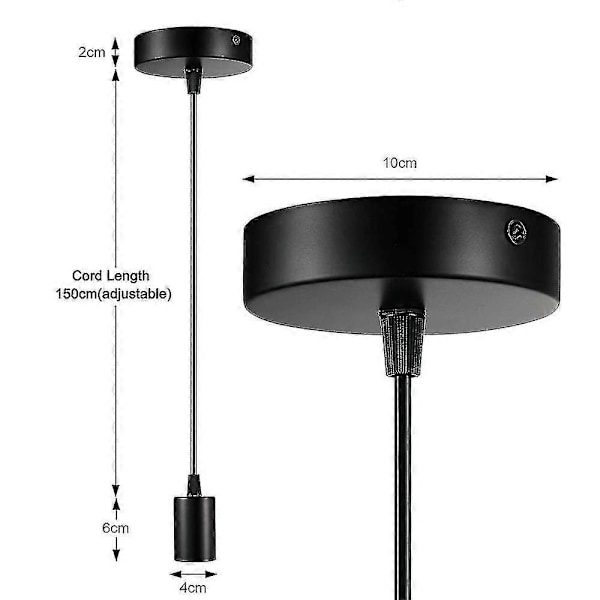 Metall lamphållare, E27 lampsocklar med kabel, sladdpendel, hängande lampkabel, idealisk för takbelysning